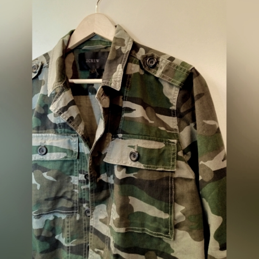 J. Crew Camoflauge Utility Jean-Style Jacket Size Large - Picture 4 of 12